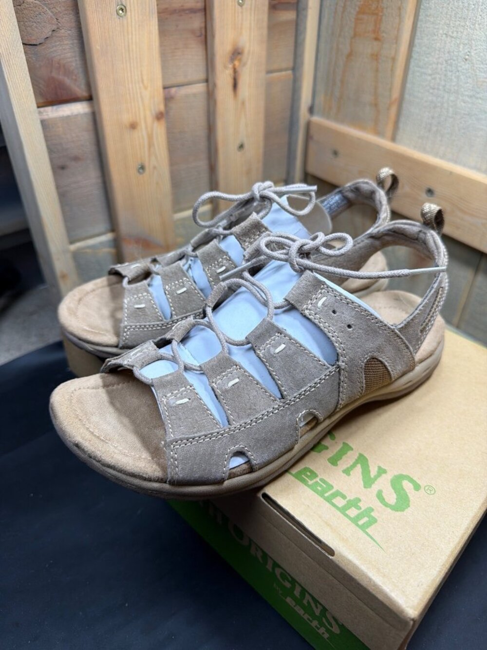 Earth Origins Womens 6 W Sassy Sedona Brown Suede Comfort Sandals Shoes NWB - Picture 4 of 7